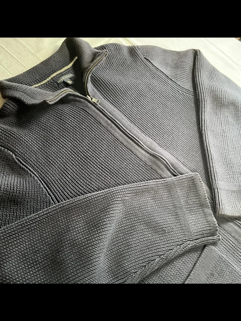 Mens Banana Republic Navy Blue Full Zip Grandpacore Cardigan Sweater (XLarge)